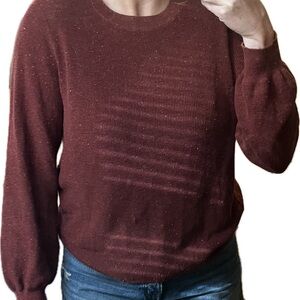 LOFT Women's Maroon Crew Neck Sweater